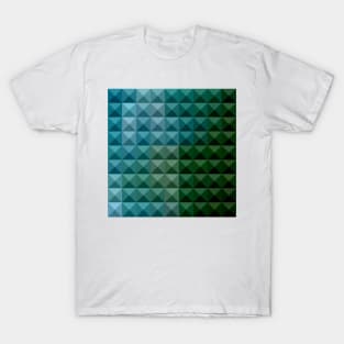 Dark Spring Green Abstract Low Polygon Background T-Shirt